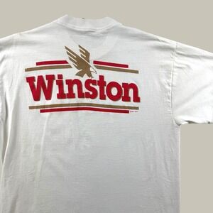 Vintage Winston T Shirt Men XL White Summer 92 Pocket Eagle Single Stitch